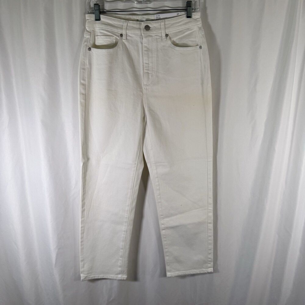 New Loft Jeans Women's 27 4 White Denim Slim High Rise Curvy Fit Cotton Blend